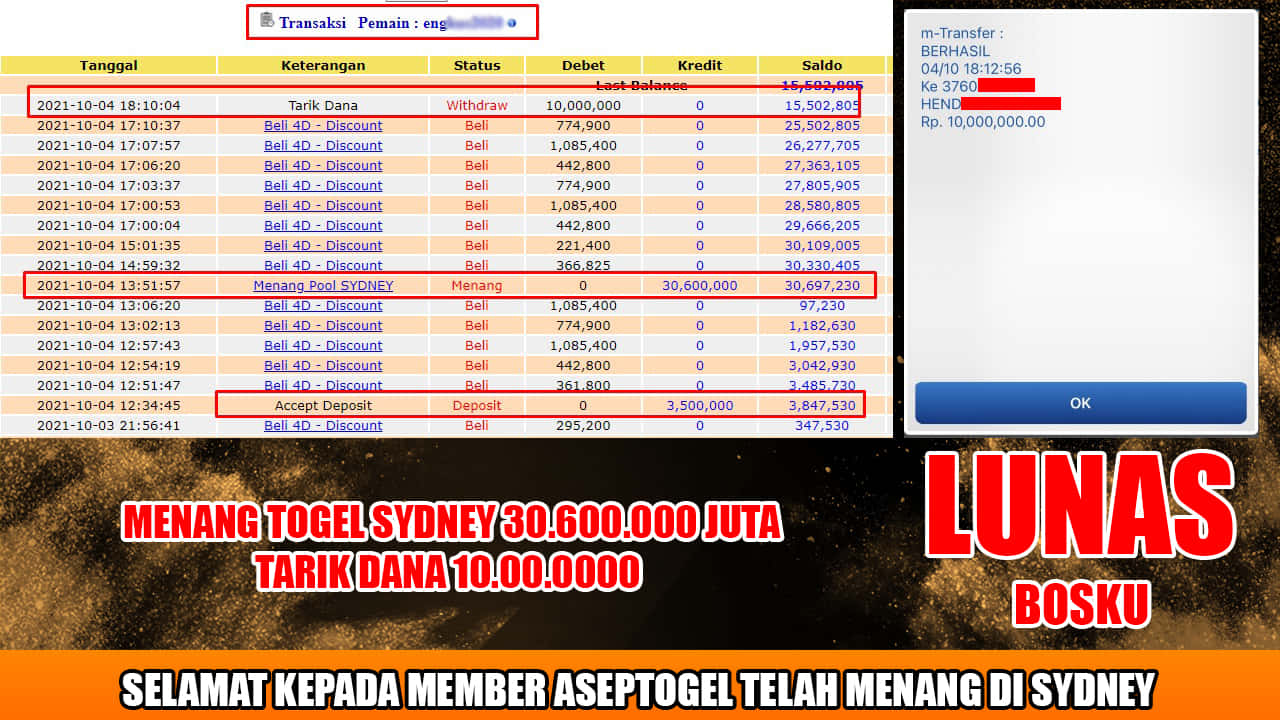 bukti kemenangan togel sydney aseptogel